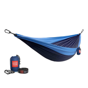 Double Deluxe Parachute Nylon Hammock  - Navy/Light Blue