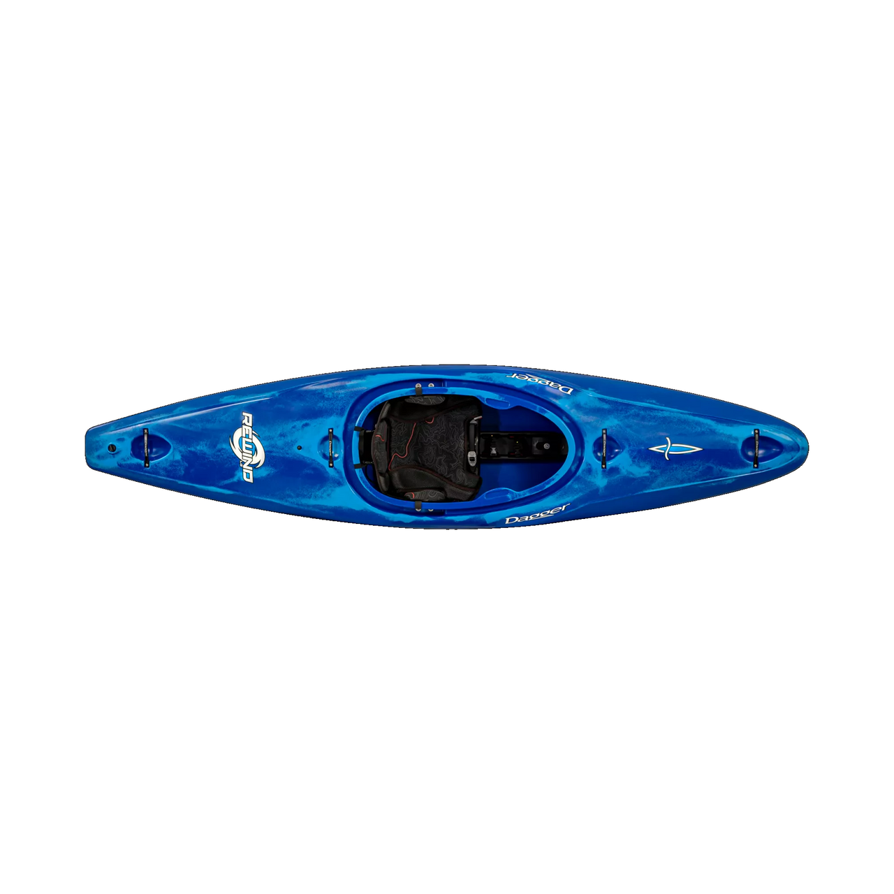 Rewind SM River Play Whitewater Kayak w/New Thigh Brace Blue Smoke - Top View