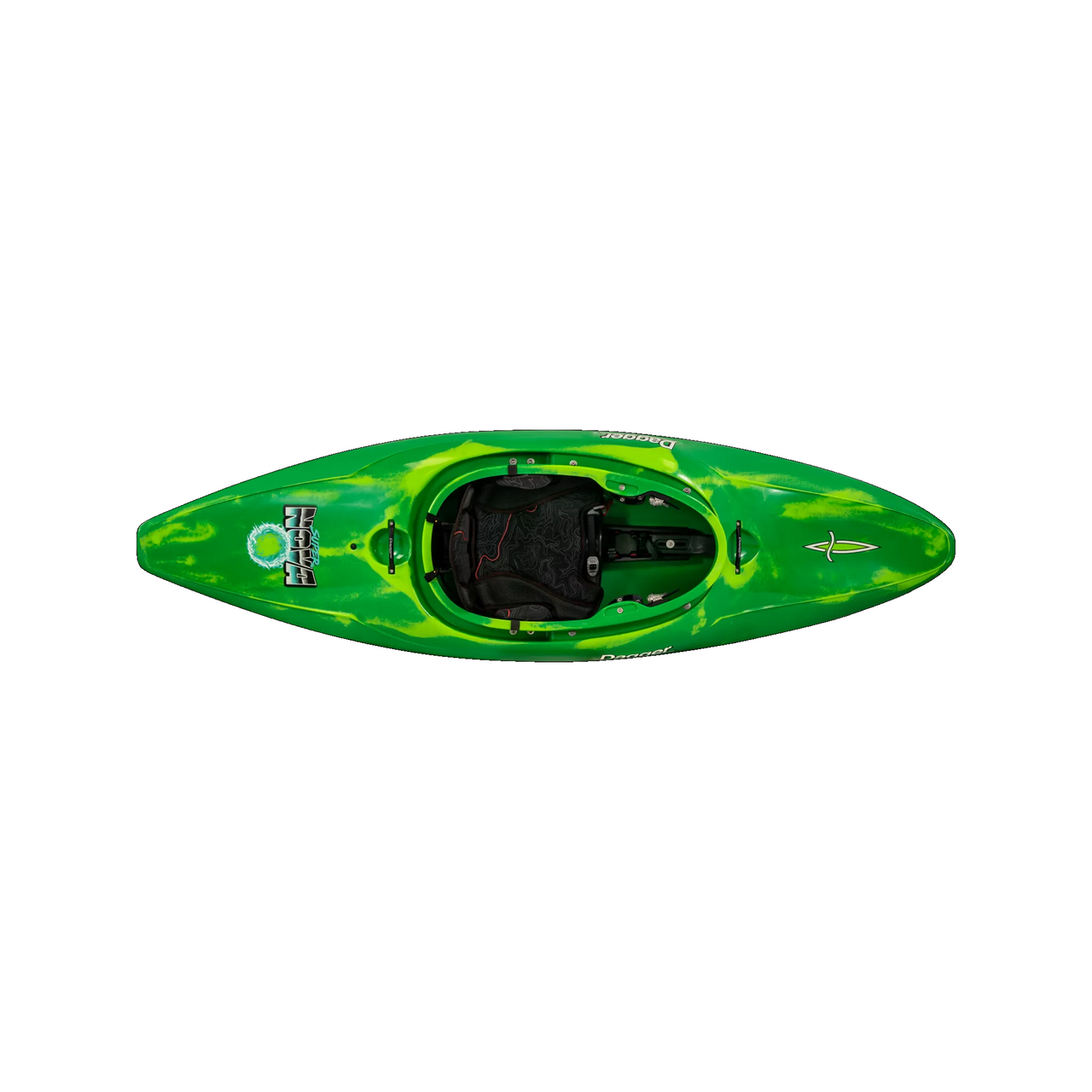 SuperNova River Play Whitewater Kayak w/New Thigh Brace Green Smoke - Top View
