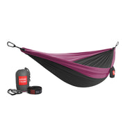 Double Deluxe Parachute Nylon Hammock w/Straps Charcoal/Magenta - Main Image