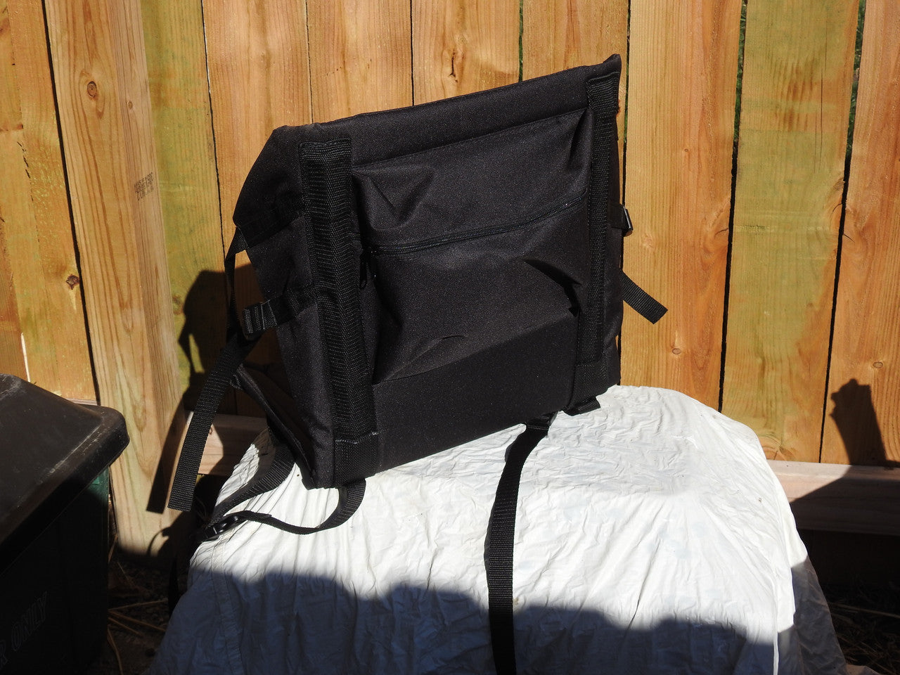 High Back Canoe Seat with Pocket - Black - Back