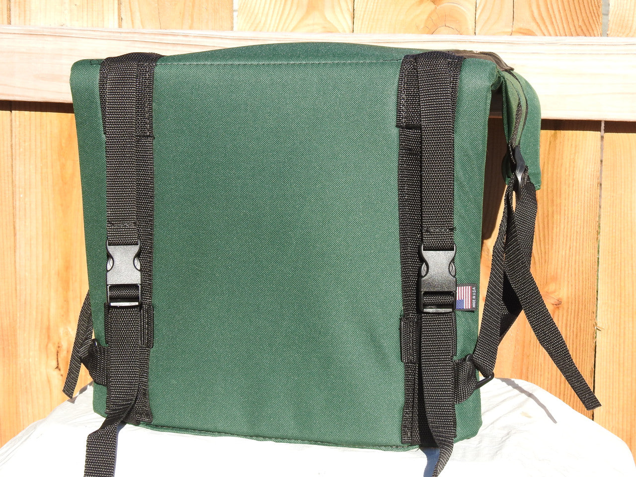 High Back Canoe Seat - Forest - Bottom showing connection system