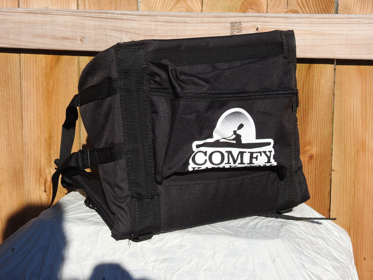 High Back Canoe Seat with Pocket - Black - Back - with Logo