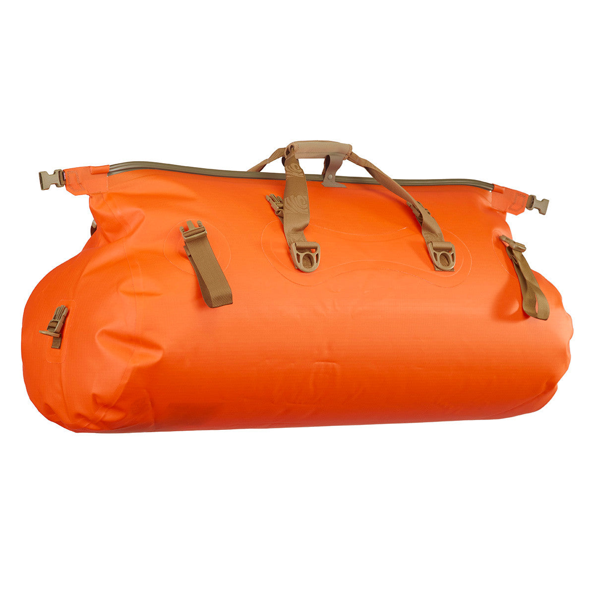 Mississippi Duffel - Super Long Dry Duffel Bag - Safety Orange (Side View open)