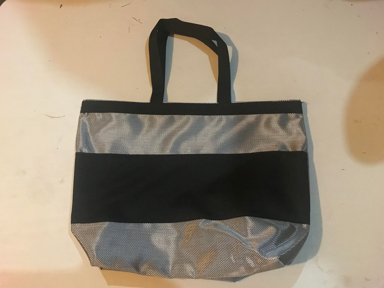 Platinum Beach Tote with Black Strap